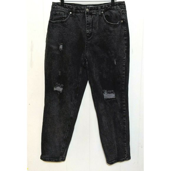wild fable Denim - Wild Fable 14 Black High Rise Distressed Mom Jeans